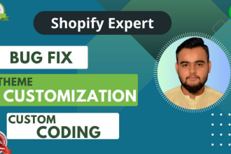 be your shopify developer, code customization and bug fix expert