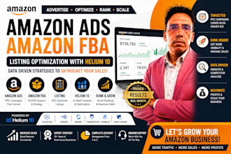 manage amazon PPC, amazon fba, SEO PPC ads with helium 10
