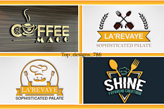 design restaurant, BBQ, fast food, catering and coffee logo