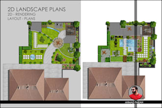 create 2d landscape layout plans 2d 3d rendering realistic