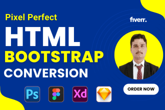 convert PSD, figma, xd to HTML CSS conversion with responsive bootstrap 5