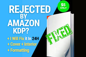 fix book cover and book interior rejected issue for amazon kdp