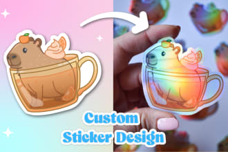 design custom cute kawaii sticker for stationary or twitch