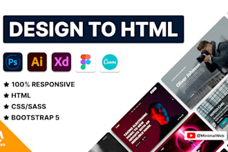 convert your canva, PSD, ai, figma to HTML