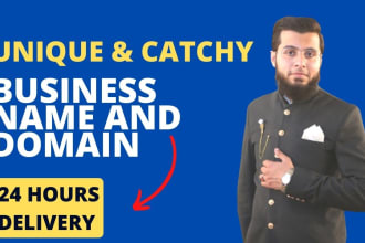create unique catchy business names slogan and domain search in 24hrs