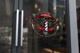 design vintage, emblem, stamp, badge and barber shop logo