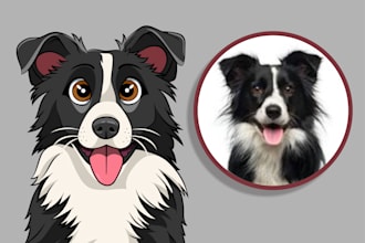 draw a cartoon portrait of a dog or pet
