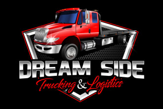 design transport logistic automotive towing truck logo