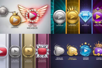 design youtube membership levels, emojis, sub badges, emblems, and stickers