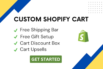 develop custom shopify cart drawer, upsells, free gift and discount box