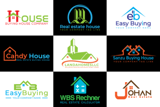 design exclusive real estate, property, construction, roofing, building logo
