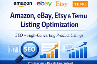 optimize your amazon, ebay, etsy, temu product listing for SEO and sales