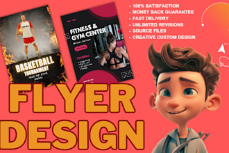 create sports flyer, gym flyer and fitness flyer or poster