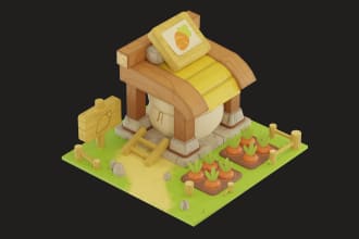 create stylized, low poly 3d models, game props