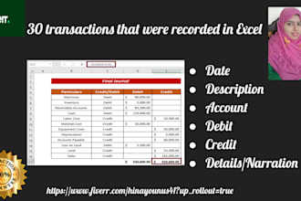 30 transactions that were recorded in excel