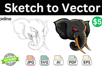 convert your sketch to vector logo ai, psd, eps, svg, pdf