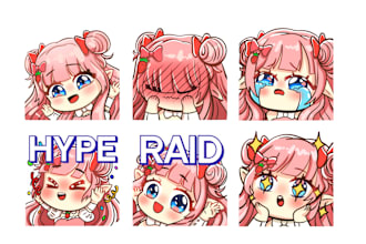 create twitch animated emotes , sub badges in chibi style