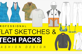 create flat sketches and tech packs for garment production