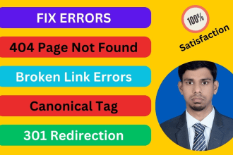 fix broken links, 404 errors, robot txt, sitemap issues