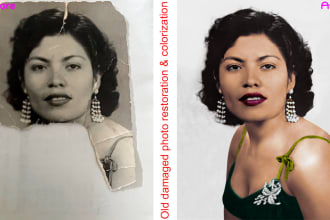 do old photo restoration, fix damaged photo and colorized
