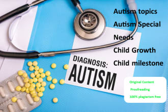 write child development topics, child health autism aba analysis within 24 hours