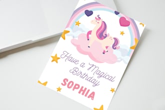 design stunning kids birthday invitations, birthday cards and birthday backdrops