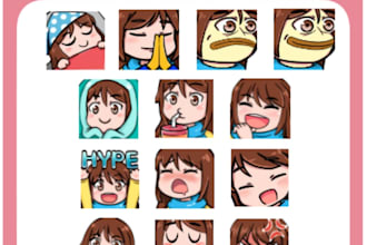 make 5 custom panels, 5 emotes, 6 sub badges for streamers