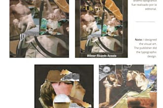 design an artistic collage book cover with front and spine with no ai