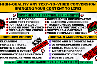 create slideshow videos, convert article, story, blog post, any text to video