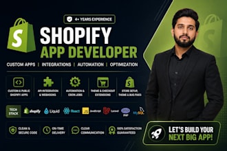 do shopify app development, custom shopify app, API integration and bug fixes