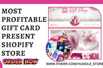 build gift shopify store gift card gift box website present loyalty card website