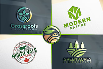design lawn care landscaping grass and trimming logo