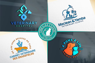 design veterinary clinic pet shop or dog shelter logo