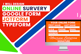 design an online survey jotform typeform google form and fillable PDF