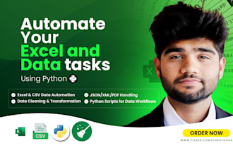 automate excel, CSV, json, XML, and data tasks in python