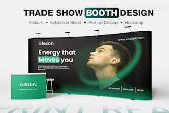 design trade show booth, exhibition backdrop, pop up display and event banners