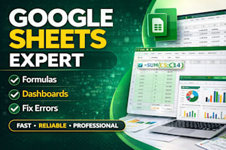 fix or create google sheets formulas, dashboards, and spreadsheets
