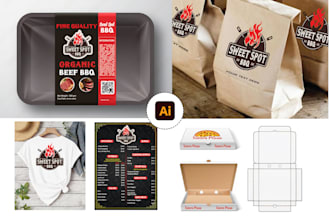 design food and restaurant logo packaging with full branding