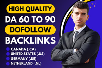 make high  da 60 to 90 canada ca, german de, netherland nl, usa  SEO backlinks