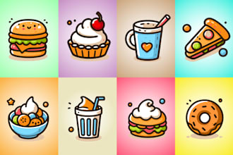 design cute cartoon icons and doodle illustrations in my unique style