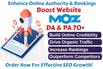 increase website moz da, pa domain, page authority 70 plus