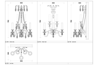 do chandelier lighting and furniture technical drawing for product design