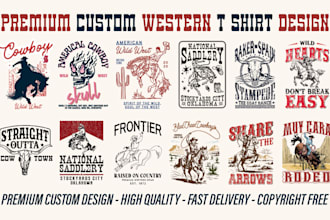 create custom western t shirt designs with vintage graphics