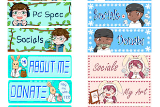 make 5 custom panels for streamers
