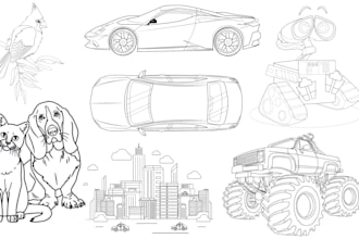 do amazing line art pet animal, portrait, vehicle, product, silhouette