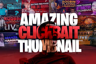 do eye catchy clickbait youtube thumbnail design in 2 hours