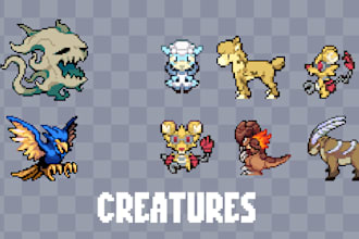 draw pixel art creature, monster or pokemon
