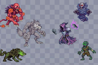 draw or animate pixel creature or monster