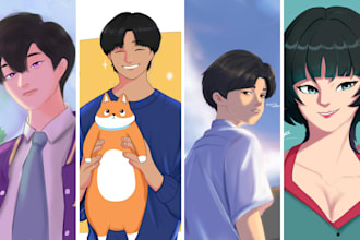 draw anime character illustration, fanart, vtuber design