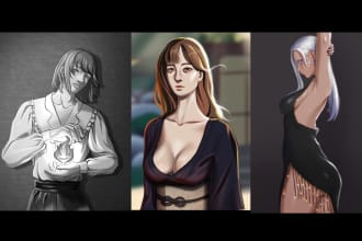 draw an sfw or nsfw art in anime or semi realistic style